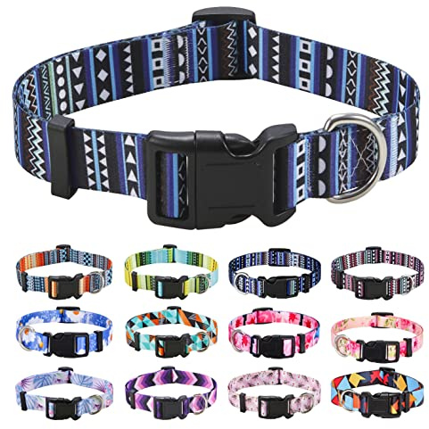 Mihqy Dog Collar for Large Dogs, Fashion Design, Bohemian Blue,L | Neck Fit 14.9-24.8, Multiple Patterns,4 Sizes for Small Medium Large Dogs, Comfortable for Walks and Outdoor Hikes