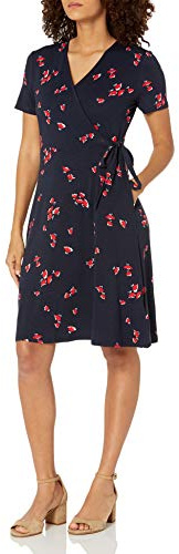 Amazon Essentials Femme Robe Effet Cache-cœur à Manches Courtes