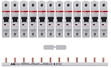 ABB Set 12x S201-B16 Leitungsschutzschalter + 1x PS1/12 Phasenschiene + 1x PS-END Endkappen
