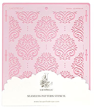 Lacupella Cake Stencil - Seamless Delicate Pattern for Decorating Tall Double Barrel Cake to Use with Buttercream, Royal Icing, Ganache, Paint, Airbrush (Deidra)