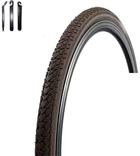 1 x Rexway Fahrradreifen 28 Shopper Pannenschutz Reflex Braun Fahrradmantel 47-622 - (28 x 1,75) inkl. Reifenheber