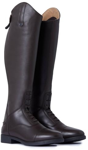 HORZE Botas de equitación Rover de piel sintética con cremallera, marrón oscuro, 40 EU