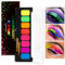 Teekerwan 8 couleurs néon peinture pour le visage Eyeliner maquillage, Aqua - activé Eyeliner Palette UV Luminescent durable Fluorescent visage et corps peinture avec pinceau pour Halloween Noël (01)
