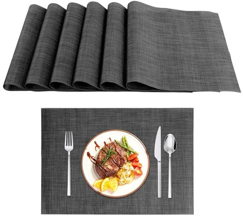 KEWUZY manteles Individuales, Juego de 6 PVC manteles Individuales Lavables,Resistentes al Calor Antideslizante Fácil de Limpiar, para Mesa de Cocina