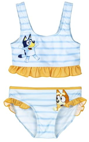 Bikini Enfant Bluey - Bleu et Jaune - Taille 5 Ans - Maillot de Bain Fille - 85% Polyester et 15% Elasthanne 210 GSM - Séchage Rapide - Produit Original Fabriqué en Espagne