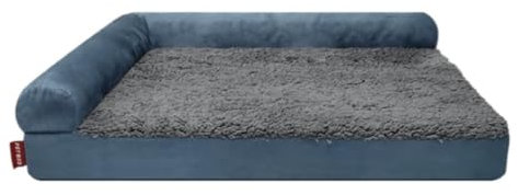 LOSTIS Haustierbett Hundebett Orthopädisches Haustierbett, L-förmige Plüschcouch mit wasserdichtem Futter, Polstersofa mit abnehmbarem Polster Katzenbett Tierbett (Color : Blue, Size : 51 * 76cm)
