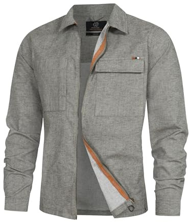 Indicode Herren INEuron Langarm-Hemd mit Zwei Brust-Taschen und Reißverschluss | Herrenjacke Männer Army, XL