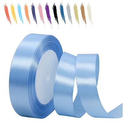 MORAINJAY Aqua blå band 20 mm satinband rulle tyg tjockt för presentförpackning: 23 m, perfekt för bröllop, blombuketter, tårta, halloween jul högtid gåvor festdekorationer