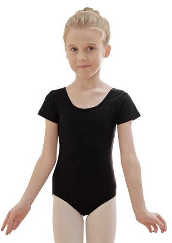 zffriction Ballettanzug Mädchen Ballettkleidung Kinder Ballett Trikot Turn-Leotards Gymnastik Turnanzug Trikot aus Baumwolle für Mädchen Damen(150,Schwarz)