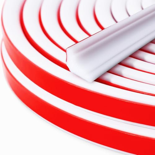 RANJIMA Flexible Zierleisten Selbstklebend Deckenleisten,TPE Dreieck Zierleiste Decken & WandüBergang,Weiß Dreikantleiste für Abschlussleiste Küchenarbeitsplatte Wandkanten Fliesenkanten (6M,12mm*9mm)