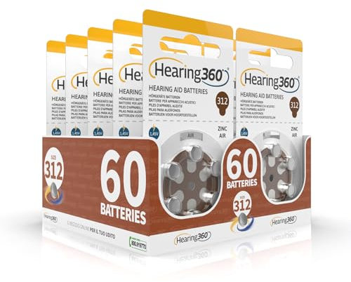 Hearing360 PR41 Hörgerätebatterien Größe 312 quecksilberfreie Batterien extra langlebig und zuverlässig (10 Blister, 60 Batterien)