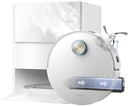 DREAME Aqua10 Ultra Track Complete Robot Aspirapolvere, Lavaggio 45 °C, Supera Ostacoli di 6 cm, Auto-pulizia Mocio, Aspirazione da 19.500 Pa, 0 Grovigli, Evita Oltre 240 Oggetti, Controllo Vocale