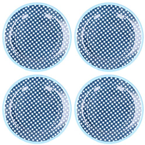 Adfaga Set di 4 piatti da insalata da 9 pollici, durevoli, in melamina, piatti da frutta in porcellana imitazione, piatti da dessert, per la di casa, ristorante, feste, uso, color (scozzese blu