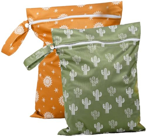 2 borse umide e asciutte per borsa per pannolini, borsa impermeabile 10x14 per costume da bagno, borse riutilizzabili e lavabili per pannolini per passeggino, articoli da toeletta, pisc.
