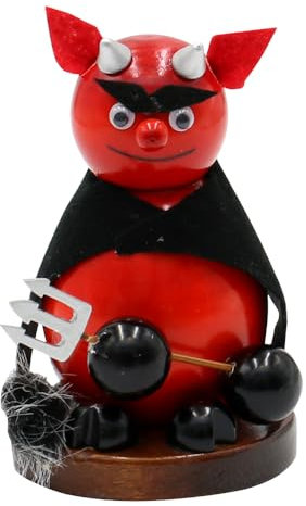 Dekohelden24 Figura de Madera de Diablo, Rojo/Negro, 8 x 8 x 12,5 cm.
