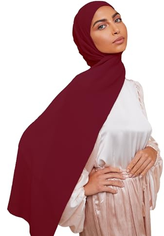 Voile Chic Écharpe hijab pour femme en mousseline de soie de qualité supérieure antidérapante, bordeaux, 1 pack