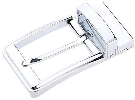 Milageto Hebillas para cinturones rectangulares reversibles de una sola punta con hebilla de metal - Plata, 35 mm, plateado, 35 mm