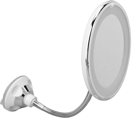 Dioche 10X Magnifying Makeup Mirror with LED Light - Suction Cup Installation, Adjustable Gooseneck, Perfect for Home and Travel