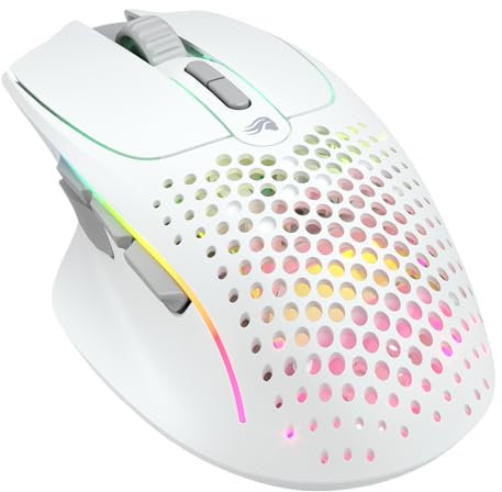 Glorious Gaming Model I 2 Wireless Souris de Jeu sans Fil - Hybride 2,4 GHz et Bluetooth, 75 g Super légère, 9 Boutons (2 échangeables), RGB, Pieds PTFE, MMO/MOBA/FPS, appuie-Pouce latéral - Blanc