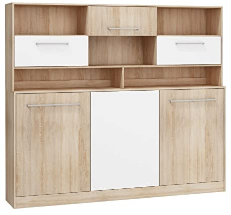 BB Loisir Armadio Letto a Scomparsa Orizzontale 90 x 200 cm Con Ripiani Sonoma Bianco Pieghevole a Parete Roddy