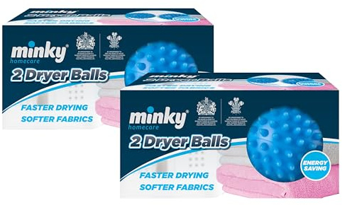 Minky Dryer Balls, Pack of 4 Blue Laundry Balls for Tumble Dryer, Reusable Laundry Balls, Tumble Dryer Balls for Quick Drying Time, Eco Friendly Softener Balls (Pack of 4)