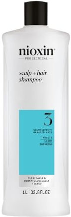 Nioxin Scalp + Hair System 3 Shampoo – Tiefenreinigungsshampoo für coloriertes, trockenes & strapaziertes Haar. Beugt dünner werdendem Haar vor – mit Biotin, Koffein & Niacinamid (1 l)