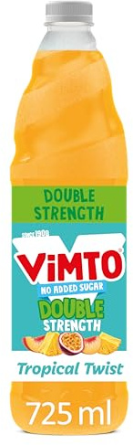 Vimto Tropical Twist No Added Sugar Double Concentrate Fruit Squash, 725 ml