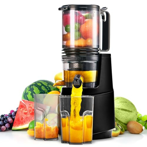 Extracteur de Jus de Fruits et Légumes, Ouverture de 13.5cm capacité de 2L Machine a Jus de Fruit, Slow Jucier Facile à installer (Noir)