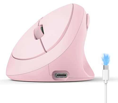 TECKNET Ratón Inalámbrico Bluetooth, Ratón Ergonómico Recargable con 3 Dispositivos (BT 5.0/3.0+2.4G), 4800DPI Ratón Vertical Silencioso para Portátil, Ordenador, iPad, Mac y Windows