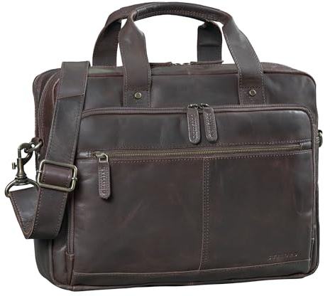 STILORD Ronan Serviette Cuir Homme Grande Sacoche Ordinateur 16 Pouces Travail Besace Business - Cartable Enseignant A4 Porte Document avec Bandoulière Amovible Couleur:zamora - marron