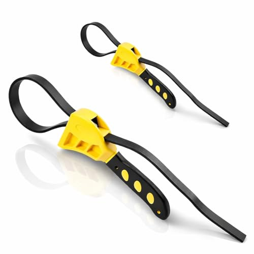 2 PCS Rubber Strap Wrench Set for Pipes Below 6 (150mm) & 4 (100mm) for Pipes, Jars and Filters, Reinforced Non Slip Strap Wrenches for Plumbing, Jar Opening, Oil Filter Removal and Light DIY Tasks