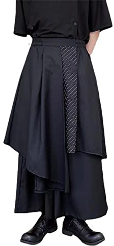 Generisch Hakama - Gonna da uomo Samurai Champloo, pantaloni lunghi, larghi, per il tempo libero, stile giapponese, Samurai Hakama, pantaloni da uomo, sistema diablo, irregolare, O nero., XL