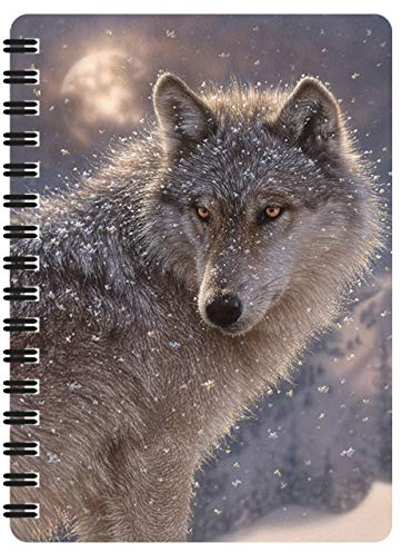 3D LiveLife Anteckningsblock - Deluxe Solitaire Wolf. A6 3D Lentikulär konst spiralanteckningsbok med tomma sidor av återvunnet papper. Licensierade illustrationer av den berömda konstnären Collin
