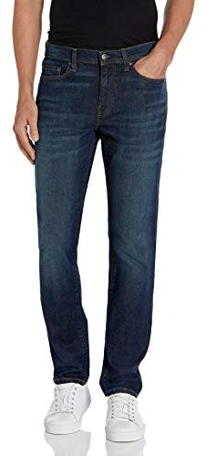 Amazon Essentials Vaqueros Elásticos y Cómodos de Corte Ajustado Recto - Colores interrumpidos Hombre, Azul Oscuro Vintage, 36W / 32L