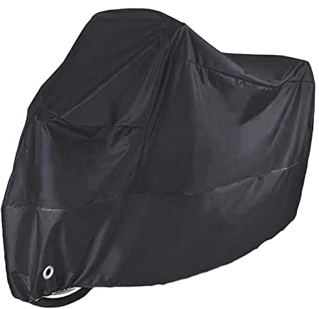 LONGLUOSI Motorcycle Cover Waterproof Windproof Outdoor Dustproof All Weather Protection,Anti-Theft Silver Lock Holes & Storage Bag, 190T Anti UV