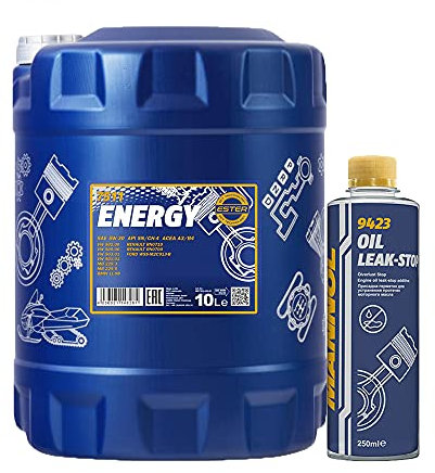 10l, MANNOL 7511 Energy 5W-30 + Oil Leak-Stop Öl Verlust Zusatz 250ml