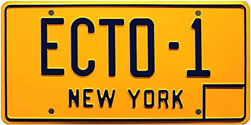 OPO 10 - Réplica de Placa de matrícula de Metal ECTO 1 para automóvil Compatible con Cadillac Naranja 1959 de la película Ghostbusters (56)