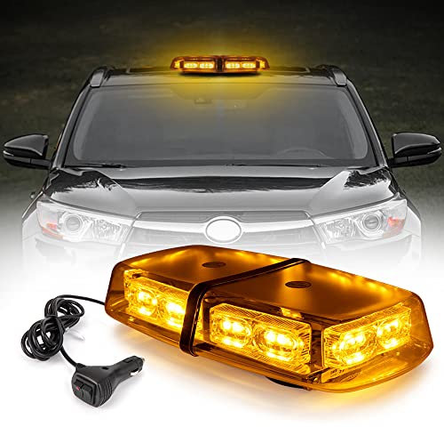 ROUTEKING 36 LED Rundumleuchte Warnleuchte - 12/24V Rundumkennleuchte Warnlicht 7 Modi Light Mit Super Magnetfuß, IP66 Warnblinkleuchte Blitzlicht Auto LKW KFZ Dach Notfall-Gefahrenwarnung (gelb)