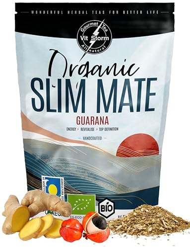 VITSTORM® Slim Yerba Mate Guarana BIO - Boisson Energisante Riche en Caféine et Antioxydants – Tisane Detox - Thé en Vrac 100g
