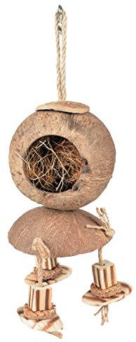 duvoplus, Coconut Dschungelhaus mit Holzblöcken, 34 x 12 x 12 cm, Farbe Holz, Nagetierfarbe, Nagetiere