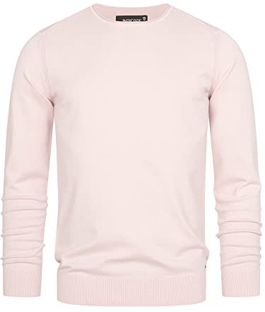 Indicode Herren Gamal Strickpullover aus 80% Baumwolle | Pullover O-Neck Pulli Männer Chintz Rose, XXL