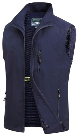 MeiLayM Chaleco de Pesca con Múltiples Bolsillos para Hombre Aire Libre Viajes Deportes Chalecos Casual Respirable chaqueta Fotografia Al Aire Libre Secado Rápido Chaleco