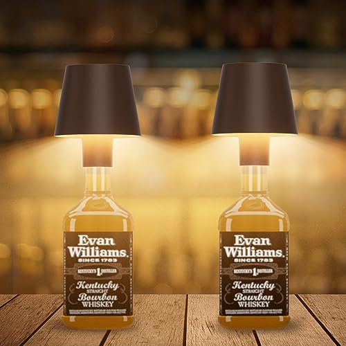 Coinmit 2 Stück LED kabelloses Flaschenlicht, 5500mAh Akku Tischlampe, IP54 dimmbares flaschenlampe, geeignet für innen/außen, Restaurants und Bars, rostrot...
