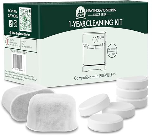 6 Pack Breville Compatible Charcoal Filters with 52 Cleaning Tablets, 1 Year Breville Compatible Maintenance Kit, Espresso Machine Clean Kit for Barista Pro, Infuser and more
