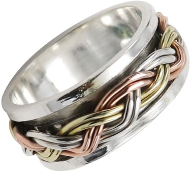 SILVERNROCK Anello Spinner in argento Sterling 925, per uomini e donne, anello di spinner in tutte le misure, gioielli ERG-1108, 65 (20.7), metallo prezioso, Nessuna pietra preziosa