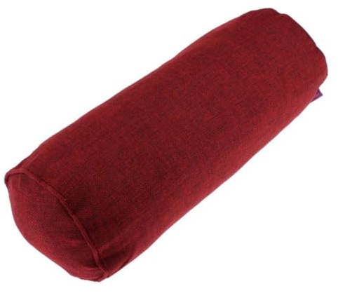 Easnea Cuscino rotondo in lino, cuscino a rullo lungo, supporto lombare, per alleviare il dolore al collo, cuscino cilindrico con fodera rimovibile per dormire/sedia/auto/divano, rosso vino, 15 x 40