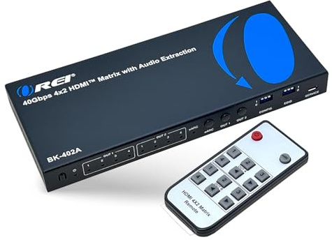 OREI 8K 4x2 HDMI Matrix Switch – 40Gbps HDMI 2.1, Audio Extraction, eARC, Downscaling, EDID Management (BK-402A)