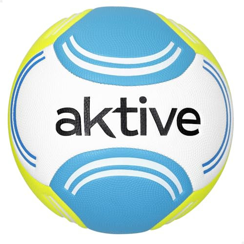 AKTIVE Balón de fútbol PVC, 310-340 Gramos, D22 cm, Talla 5, Color Blanco, Azul y Verde, Resistente y Duradero, óptimo para Entrenamiento al Aire Libre, Deportes, Pelota, Pelotas Futbol (54201)