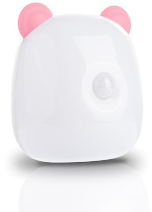 G Keni - Bear Night Light for Boys and Girls, Pink Red Light with Motion Sensor, Rechargeable Battery 4000K, Warm White Night Light for Bedroom, Bathroom, Stairs and Bedroom