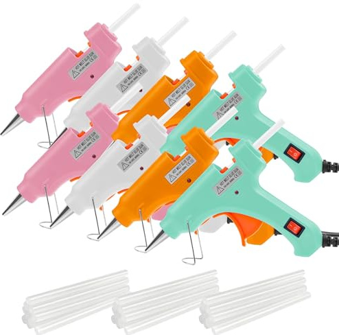 8 Pcs Mini Hot Glue Gun Bulk, Hot Melt Gun with 30 Glue Sticks | Compact 20 W Small Glue Gun Kit for DIY Crafts, Arts Projects, Packaging, Home Repairs and Decorations